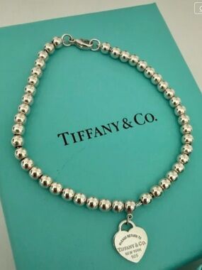Tiffany & Co. Silver Bead Bracelet with Heart Tag